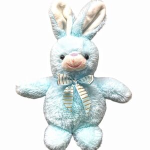 Dan Dee Blue Bunny Rabbit Brown Striped Bow Plush Stuffed Animal 10” Easter